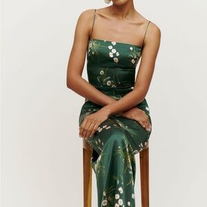 Frankie Shirred Floral-Print Silk-Satin Maxi Dress